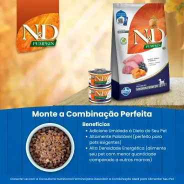 Racao N-D Pumpkin Caes Adultos Racas Medias Cordeiro monte a combinacao perfeita